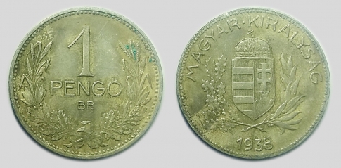 1938 Magyar Királyság 1 pengő